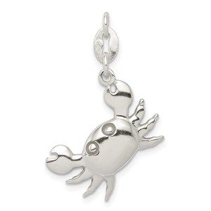 Million Charms 925 Sterling Silver Silver Polished Crab Necklace Charm Pendant